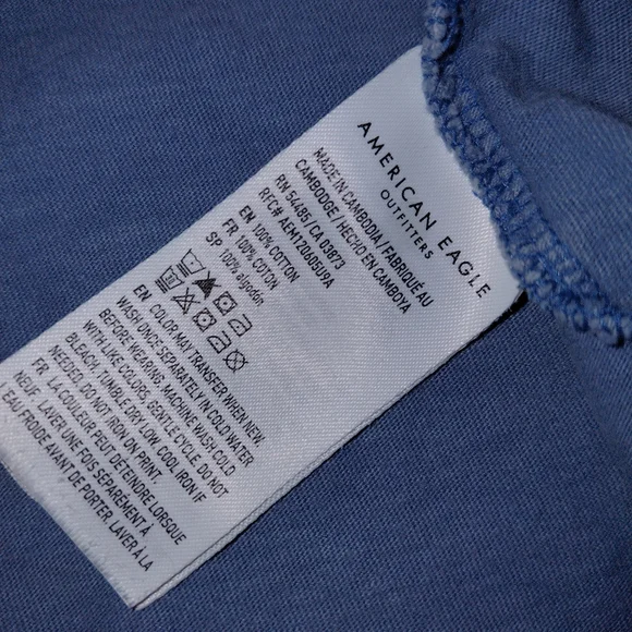 American Eagle Dusty Blue Logo Graphic Tee - Size XS - EUC - Picture 7 of 14